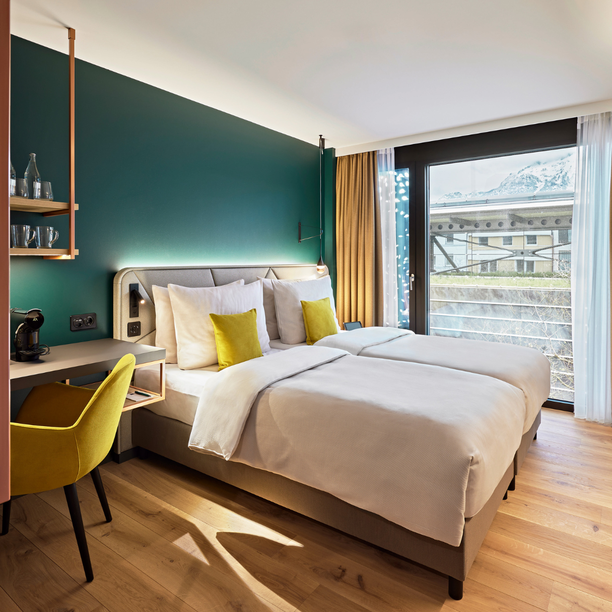Hotelzimmer mit Bergblick